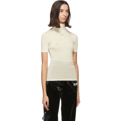 Shop Off-white Jersey Short Sleeve Turtleneck In Beige/lilac