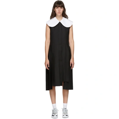 Shop Comme Des Garçons Black Large Collar Dress In 1 Black Whi