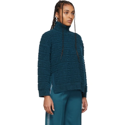 Shop Fendi Blue 'forever ' Embossed Sweater In F19ej Bauha