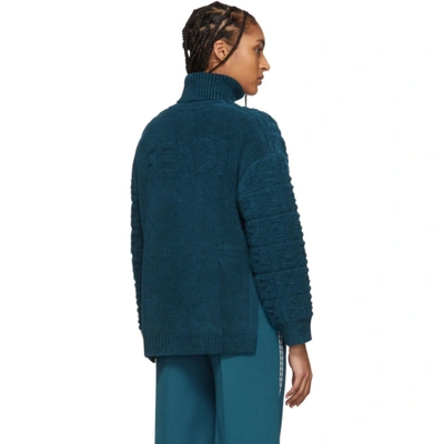 Shop Fendi Blue 'forever ' Embossed Sweater In F19ej Bauha