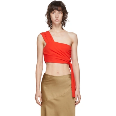 Shop Helmut Lang Red Bandage Top In Helium Pink
