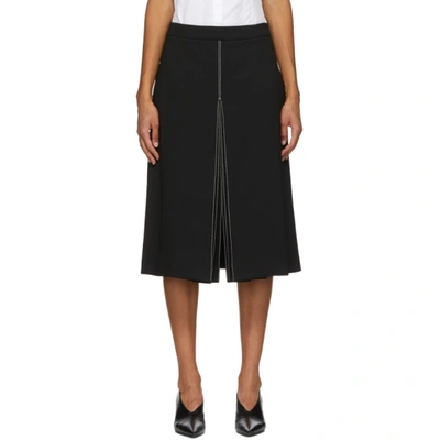 Shop Partow Black Wool Bay Mid-length Skirt