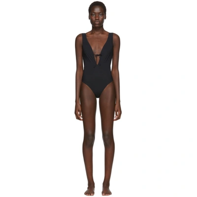 Shop Rudi Gernreich Black Plunge One-piece Swimsuit