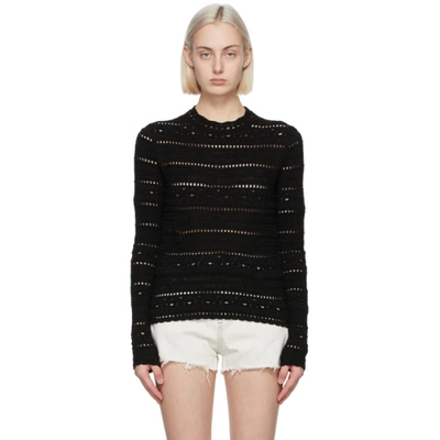 Shop Saint Laurent Black Cotton Crochet Sweater In 1000 Black