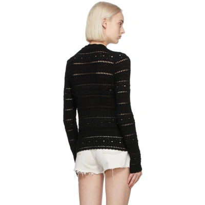 Shop Saint Laurent Black Cotton Crochet Sweater In 1000 Black