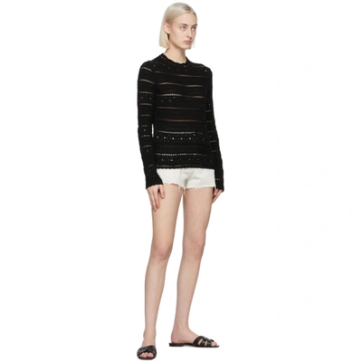 Shop Saint Laurent Black Cotton Crochet Sweater In 1000 Black