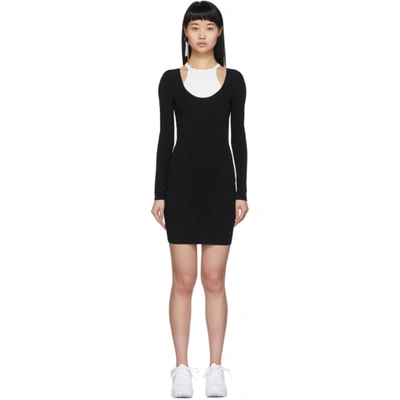 Shop Alexander Wang T Black & White Bi-layer Dress In 995 Blk/wht