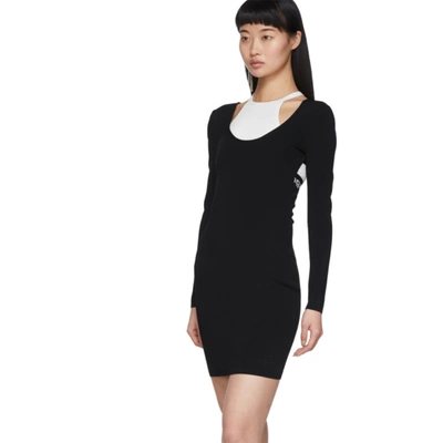 Shop Alexander Wang T Black & White Bi-layer Dress In 995 Blk/wht