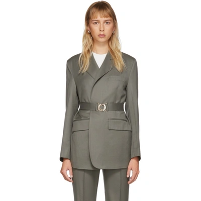 Shop Lvir Khaki Summer Wool Blazer In Khaki Grey