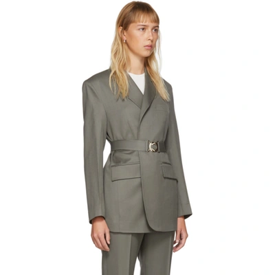 Shop Lvir Khaki Summer Wool Blazer In Khaki Grey