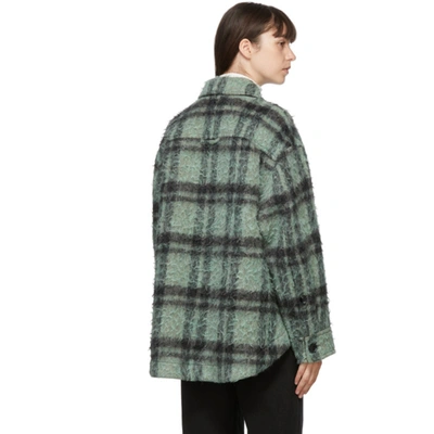 Shop Acne Studios Green And Black Wool Check Jacket In Green/black