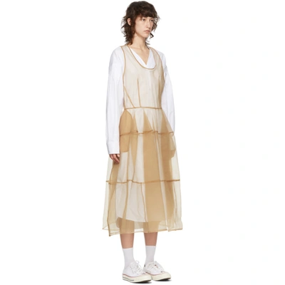 Shop Pushbutton Ssense Exclusive White & Beige Sheer Organza Dress In White/beige