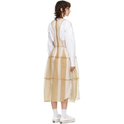 Shop Pushbutton Ssense Exclusive White & Beige Sheer Organza Dress In White/beige