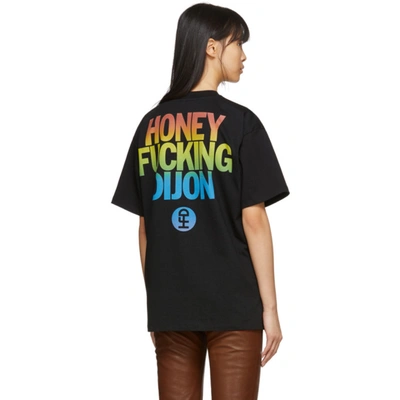 Shop Honey Fucking Dijon Black Large Rainbow Logo T-shirt In 1 Black