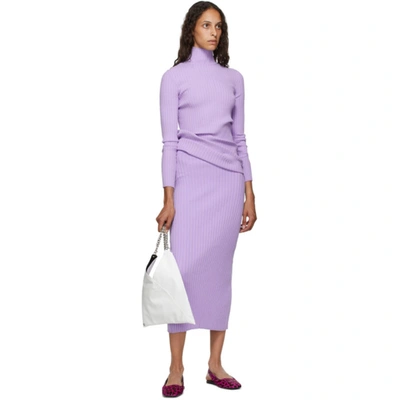 Shop Mm6 Maison Margiela Purple Tight Knit Skirt In 375 Lilac
