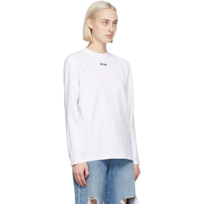 Shop Msgm White Micro Logo Long Sleeve T-shirt