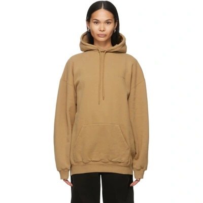 Shop Balenciaga Tan Bb Medium Fit Hoodie In 9504 Oat