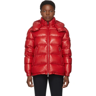 Shop Moncler Red Down Maire Coat In 457 Red