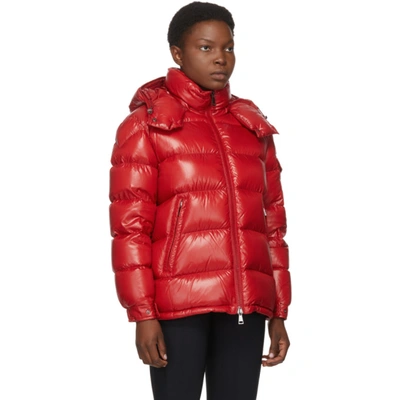 Shop Moncler Red Down Maire Coat In 457 Red