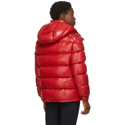 Shop Moncler Red Down Maire Coat In 457 Red