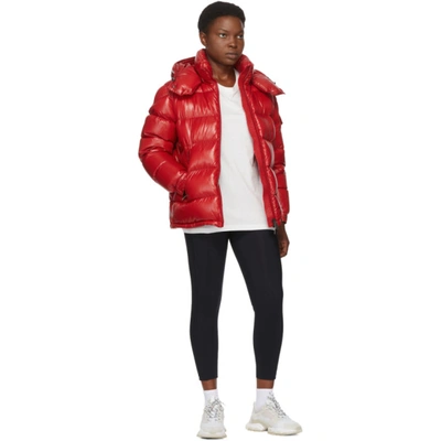 Shop Moncler Red Down Maire Coat In 457 Red