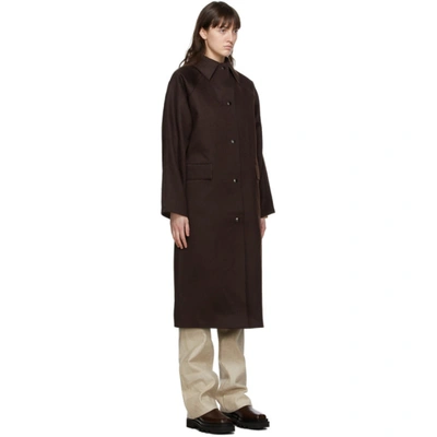 Shop Kassl Editions Brown Wool Original Below Coat In 0057 Choco