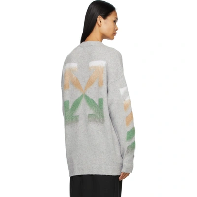 Shop Off-white Grey Wool & Mohair Diag Sweater In Silver