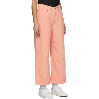Shop Won Hundred Pink Corduroy Kiri Trousers In Peach