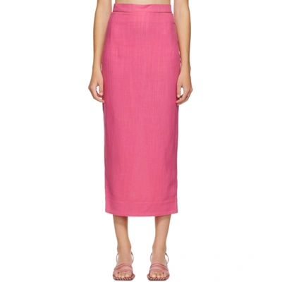 Shop Jacquemus Pink 'la Jupe Valerie' Skirt In Pink Fluo