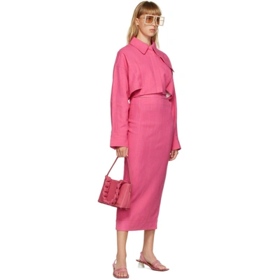 Shop Jacquemus Pink 'la Jupe Valerie' Skirt In Pink Fluo