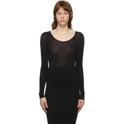 Shop Wolford Black Buenos Aires String Bodysuit In 7005 Black