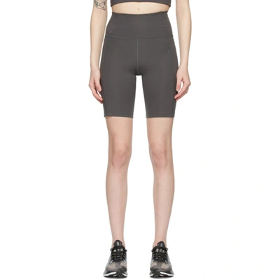 Shop Girlfriend Collective Grey High-rise Bike Shorts In Moon