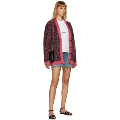 Shop Saint Laurent Pink And Black Oversized Mohair Cardigan In 5860 Pink