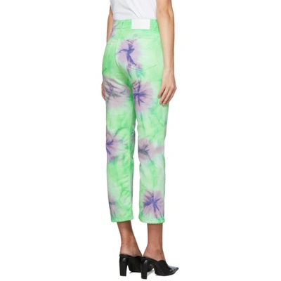 Shop Msgm Green Tie-dye Sport Jeans In 31 Mint