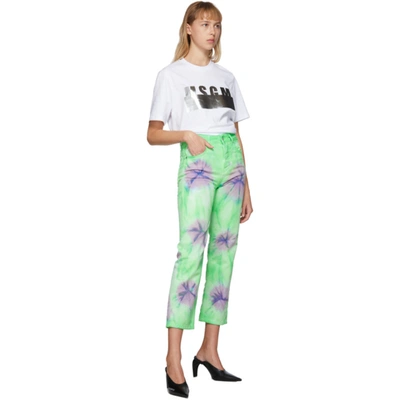 Shop Msgm Green Tie-dye Sport Jeans In 31 Mint