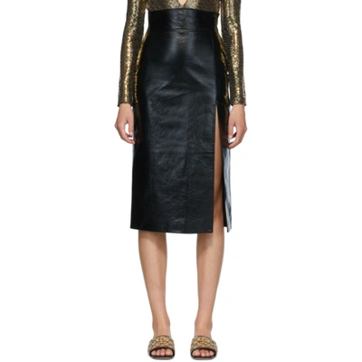 Shop Gucci Black Lambskin Skirt In 1000 Black