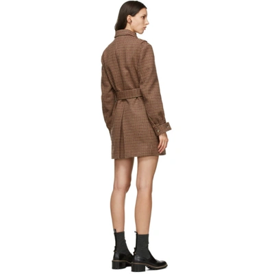 Shop Chloé Chloe Brown Wool Houndstooth Jacket Dress In 20b Antique