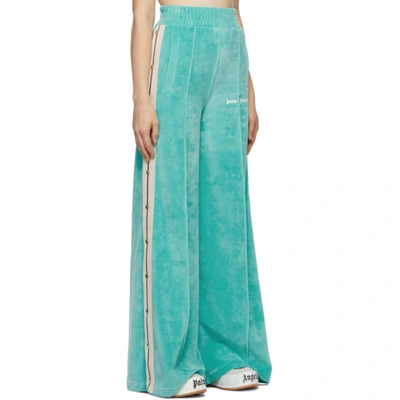 Shop Palm Angels Blue Chenille Track Pants In Light Green