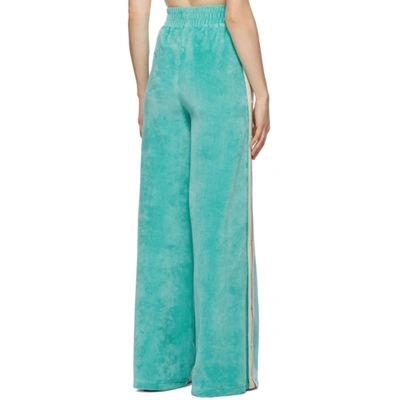 Shop Palm Angels Blue Chenille Track Pants In Light Green