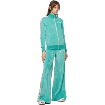 Shop Palm Angels Blue Chenille Track Pants In Light Green