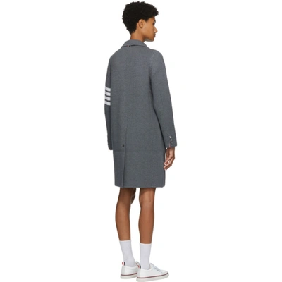 Shop Thom Browne Grey Wool Links Stitch 4-bar Coat In 035 Med Gre