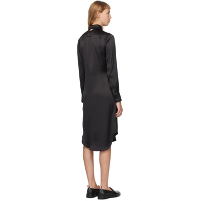 Shop Thom Browne Black Silk Shirt Dress In 001 Black