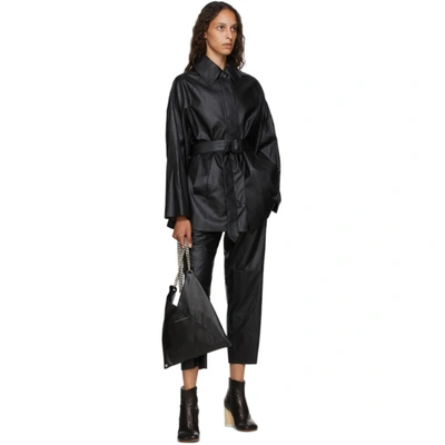 Shop Mm6 Maison Margiela Black Faux-leather Pants In 900 Black