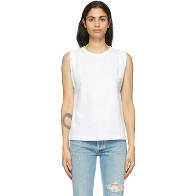 Shop Citizens Of Humanity White Jordana Rolled Sleeve Tank Top