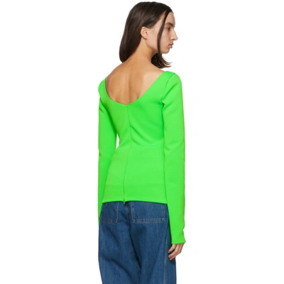 Shop Kwaidan Editions Green Jersey V-neck Sweater In Neon Green