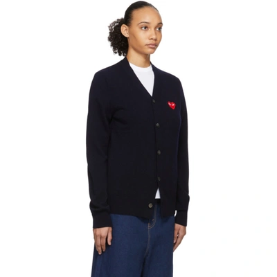 Shop Comme Des Garçons Play Comme Des Garcons Play Navy Mens Fit Heart Patch Cardigan In 2 Navy