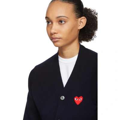 Shop Comme Des Garçons Play Comme Des Garcons Play Navy Mens Fit Heart Patch Cardigan In 2 Navy