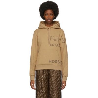 Shop Burberry Beige Oversized Horseferry Hoodie In Archive Bei