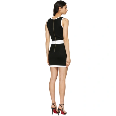 Shop Balmain Black & White Knit Short Dress In Eab Blk/wh