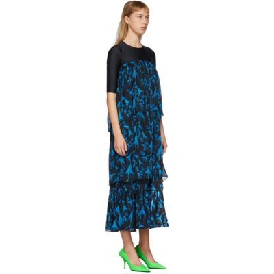 Shop Marine Serre Blue Radioactive Flower Hybrid Dress In 11 Blue Pri